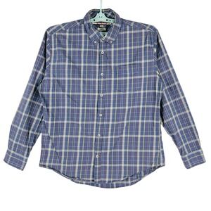 Tommy Hilfiger Men's Blue Plaid Custom Fit Long Sleeve Button-Up Shirt Size XL